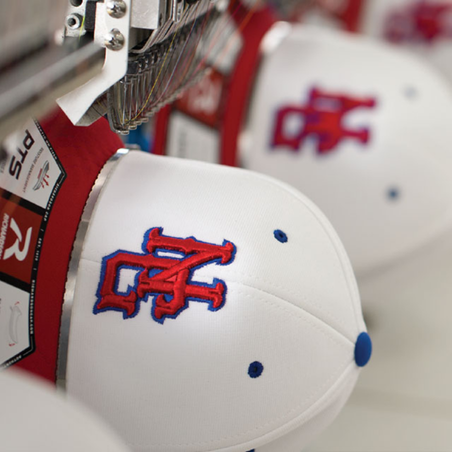 Richardson professional embroidery. The rich look of direct embroidery is a proven decoration method commonly used on baseball style caps. Whether it’s your own custom logo or one of our stock name drops, mascots or team letters, our direct embroidery will make your cap stand out. We also specialize in raised, 3D embroidery, the #1 decoration choice for on field play, along with rope and embroidery on faux leather and woven label.