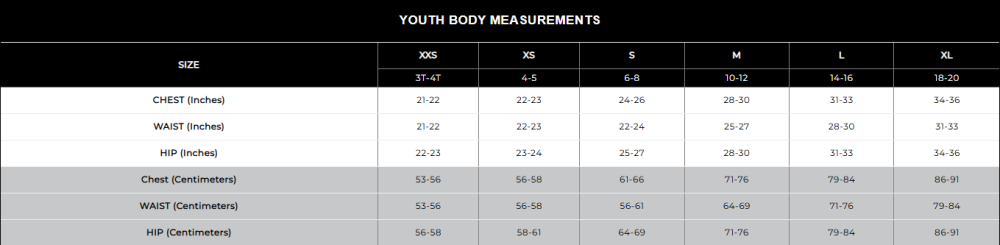 augusta youth sizing chart